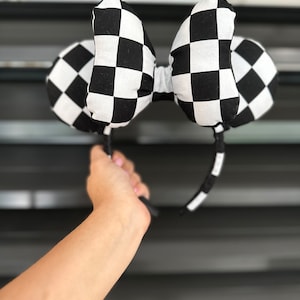 Halloween headband ears | Black and white checkered Ears| Headband Epcot Ears | magic kingdom Ears | disney Ears | checkered ears, retro
