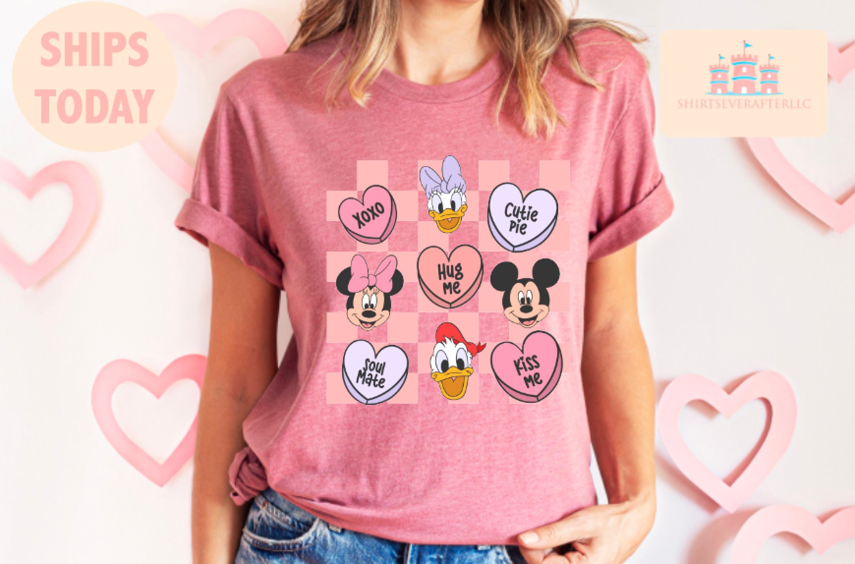 Discover Camiseta Disney Día de San Valentín Lindo Divertido Vintage para Hombre Mujer