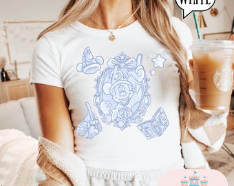 Camiseta de Mickey Hechicero, camiseta de bebé de Mickey Mágico, camiseta de bebé del Reino Mágico, camisetas del Reino Mágico, camiseta de bebé para mujer, camiseta de parque, top corto