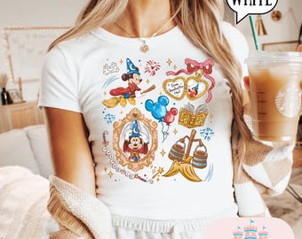 Camiseta de Mickey Hechicero, camiseta de bebé de Mickey Mágico, camiseta de bebé del Reino Mágico, camisetas del Reino Mágico, camiseta de bebé para mujer, camiseta de parque, top corto