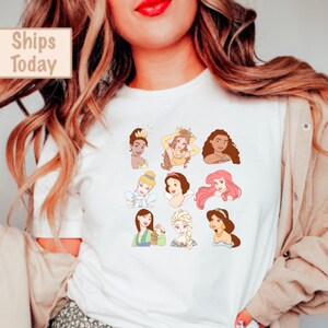 Disney Princess Belle, Tiana, Elsa, Anna, Jasmine, Ariel, Aurora, Rapunzel, Snow white, Merida, Cinderella, Mulan, Disney Minnie ears top