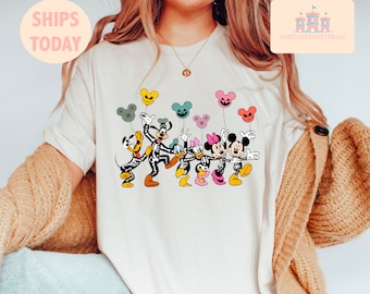 mouse and friends Characters Halloween Skeleton Shirt, Halloween Matching Shirt, magical halloween shirt, mouse halloween shirt