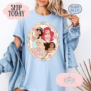 Disney Princess Belle, Tiana, Elsa, Anna, Jasmine, Ariel, Aurora, Rapunzel, Snow white, Merida, Cinderella, Mulan, Disney Minnie ears top