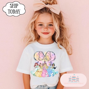 Disney Princess Belle, Tiana, Elsa, Anna, Jasmine, Ariel, Aurora, Rapunzel, Snow white, Merida, Cinderella, Mulan, Disney Minnie ears top