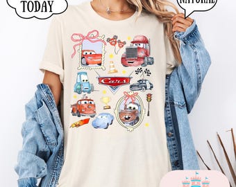 Camiseta de relámpago retro, camiseta de autos antiguos, camiseta de cumpleaños con temática de autos, camiseta de grúa, camiseta para niños, camisetas a juego, camisetas de parque, camiseta grupal