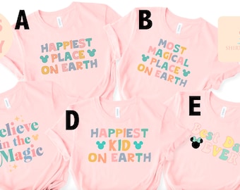 Happiest Place On Earth Shirt, Happiest kid on earth,  Best day ever shirt, Believe in magic shirt, Matching Family, Retro Vacation Shirts