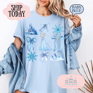 Elsa Shirt, Frozen Shirts, Princess Elsa Bow Shirts, Disney Girls Trip, Disney World Shirts, Disneyland Shirt,  Frozen coquette shirt