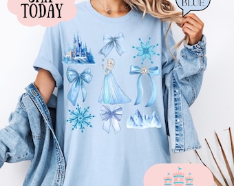 Elsa Shirt, Frozen Shirts, Princess Elsa Bow Shirts, Disney Girls Trip, Disney World Shirts, Disneyland Shirt,  Frozen coquette shirt
