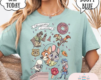 Camiseta de personajes de Zootopia de Disney, camiseta de Judy Hopps con Nick Wilde, camiseta de viaje familiar de Disney, camiseta de globos de Mickey de Zootopia