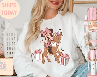 Vintage Minnie mouse reindeer Christmas Shirt,Disney Ears Christmas Shirt,Disney Christmas Shirt,Disney Trip Shirt,Disney Family Christmas