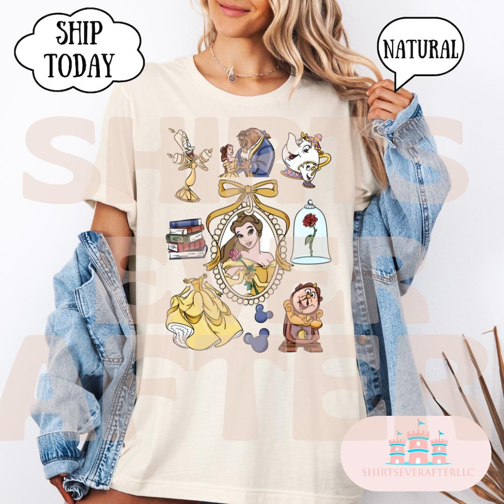Teechic Style Princess And Beast Coquette Shirt, Mk Shirt,Princess Shirt, Belle Shirt, Magical Shirt, Kids Shirt, Family Shirt, Group Shirt, Matching Tee