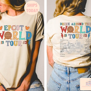 Disney Epcot World Tour Shirt, Retro Disney Epcot Shirt, Mickey And Friends, Epcot Center 1982 Shirt, Drinking Around The World,Disney Shirt image 1