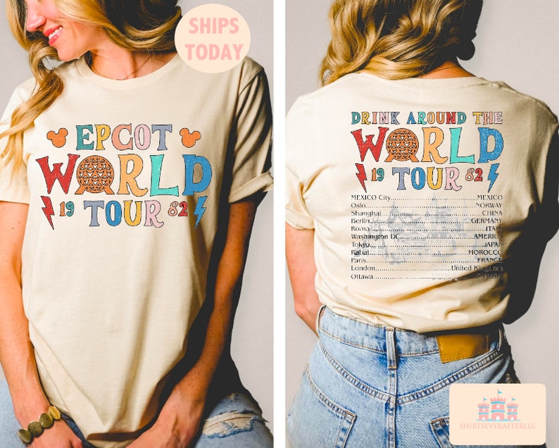 Disney Epcot World Tour Shirt, Retro Disney Epcot Shirt, Mickey And Friends, Epcot Center 1982 Shirt, Drinking Around The World,Disney Shirt image 1