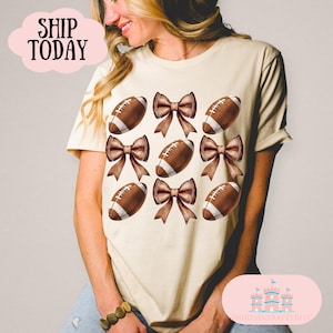 Cute Football Mama Shirt, Gift For Football Mom, Football Lover Tee with bows, Football Season Mom Gift, Team Player Jersey