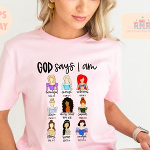 God says i am women&#39;s princess shirt, mermaid shirt, Ice princess shirt, magical shirt, castle shirt, mouse shirt, park shirt, kids shirt