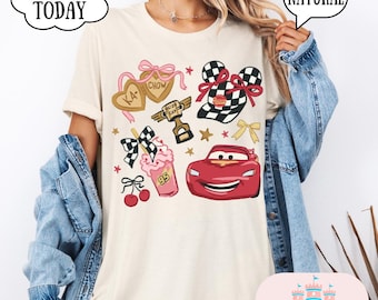 Camiseta de relámpago retro, camiseta de autos antiguos, camiseta de cumpleaños con temática de autos, camiseta de grúa, camiseta para niños, camisetas a juego, camisetas de parque, camiseta grupal