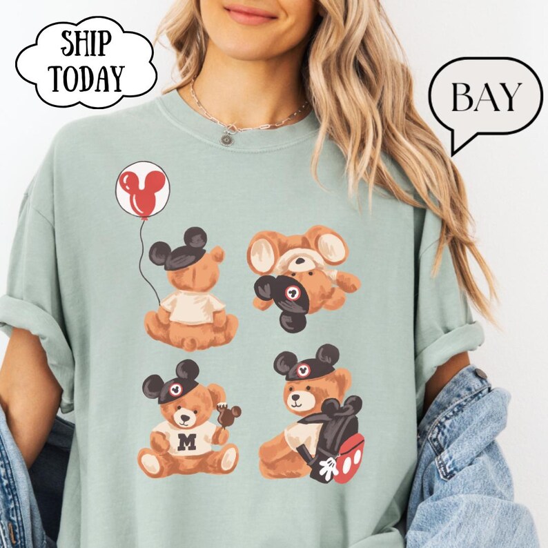 Disney Mickey Mouse Shirt Mickey Teddy Bear Comfort Colors® Shirt Disney Sweatshirt Disney Tee Disney Vacation Matching Trip Tee Disneyland image 9