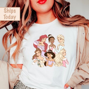 Disney Princess Belle, Tiana, Elsa, Anna, Jasmine, Ariel, Aurora, Rapunzel, Snow white, Merida, Cinderella, Mulan, Disney Minnie ears top