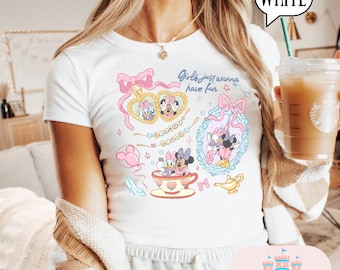 Mickey and Minnie Baby Tee, Magic kingdom Baby Tee, Magic Kingdom Shirts, Womens baby tee park shirt, crop top