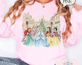 Disney prinses kerstshirt, bijpassende kerstshirt besties, shirt Disney Princess kerstman, kerstprinses, Disney kerstmeisje T-shirt
