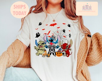 Halloween Stitch Trick Or Treat T-Shirts, Disney Halloween Sweatshirt, Disneyland Shirt, Halloween Shirt, Halloween Stitch, Stitch Horror