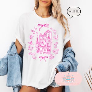 Comfort Color® Blue Coquette Bow Disney Castle Coquette Top, Magic Kingdom Shirt, Disney Coquette Bow Shirt, Disney Floral Shirt, Girls Trip