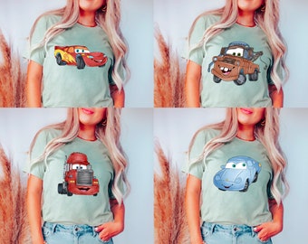 Retro Lightning Shirt, Vintage Cars Shirt, Cars Theme Birthday Shirt, camisa de camión de remolque, camisa de niños, camisas a juego, camisas de parque, camiseta de grupo