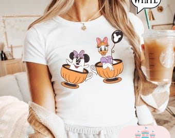 Maglietta per neonati Minnie Daisy con tazza da tè, Maglietta per neonati Magic Kingdom, Magliette Magic Kingdom, Maglietta da neonato da donna, maglietta da parco, top corto