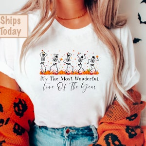 Halloween Party Dancing Skeleton Shirt Skeletons Happy Halloween Tshirt, Comfortable Tee Halloween Shirt Tee, spooky scary skeleton shirt,