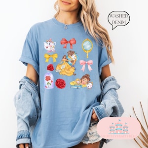 Belle24、ディズニーベルシャツ、ディズニーキャッスル、水彩画、ディズニープリンセスベルシャツ、ミニーマウスヘッドテーマ、ディズニーマッチング