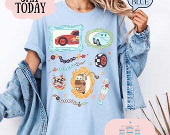 Camiseta de relámpago retro, camiseta de autos antiguos, camiseta de cumpleaños con temática de autos, camiseta de grúa, camiseta para niños, camisetas a juego, camisetas de parque, camiseta grupal