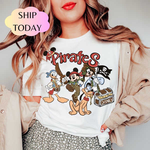 Pirates shirt Caribbean shirt, Vintage Disney Shirt, mouse pirate shirt, Disneyland Tee, Family Shirts