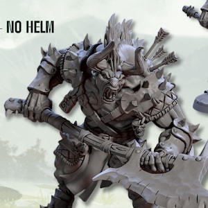 Chaos Minoc Model A (Minotaur, Bull Man, Monster, Barbarian) - 3D Printed Role Playing Miniature