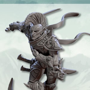 Mordrin the Blacktongue Assassin (Elf, Drow, Assassin, Ranger, Rogue) - 3D Printed Roleplaying Miniature