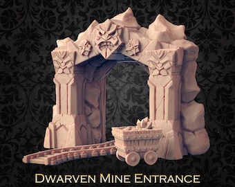 Entrada a la mina enana (atrezzo, terreno, edificio) - Miniaturas para juegos de rol impresas en 3D