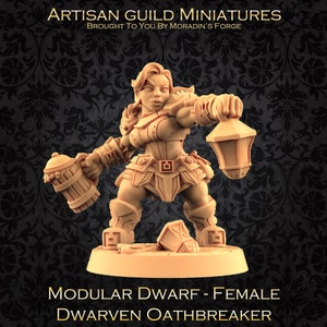 Modular Dwarven Oathbreaker Female E (Dwarf, Ranger, Fighter, Artificer) - 3D Printed Role Playing Miniatures