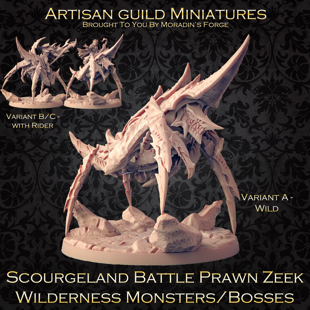 Monster Prawn Zeek the Battle Prawn (monster, Creature, Insect, Mount) - 3D Printed ...