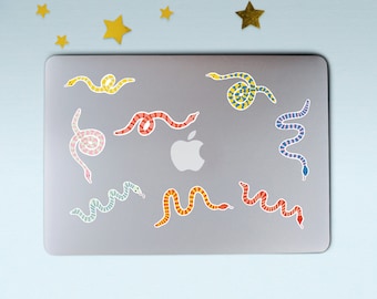 COLORFUL SNAKE STICKER (original) pack | 8 weather proof stickers | Glossy weatherproof stickers | Laptop stickers | Water bottle stickers