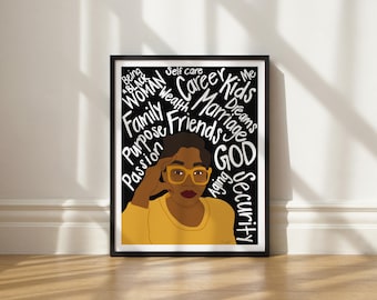 Impressão artística de mulher inspiradora por Elisa Bell: papel fosco Giclée (SEM MOLDURA)