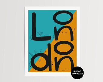 The London Bunch Art Print: Colorful Travel Poster (Digital Download)