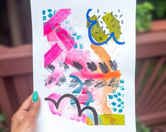 Pitter Patter mixed media original painting