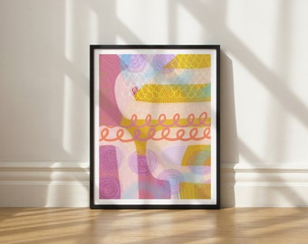 Impressão artística de bolo de aniversário de Elisa Bell (UNFRAMED) | Impressão artística giclée em papel fosco de alta qualidade | Arte abstrata pastel