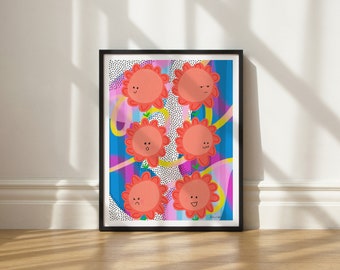 Flower Faces art print by Elisa Bell (UNFRAMED) | Giclée art print on high-quality matte paper | Floral abstract artwork