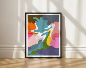 Abstract Coast Art Print: Bold Colorful Giclée Print (UNFRAMED)