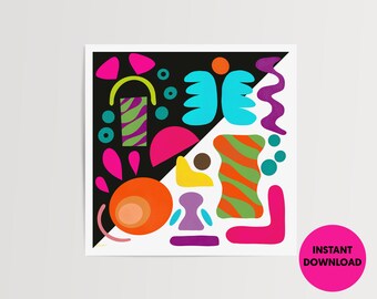 Deconstructed Beach art printable | Printable | Colorful abstract | Digital download | Vibrant art download