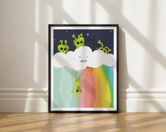 Playful Alien Art Print by Elisa Bell | Giclée Matte Paper (UNFRAMED)