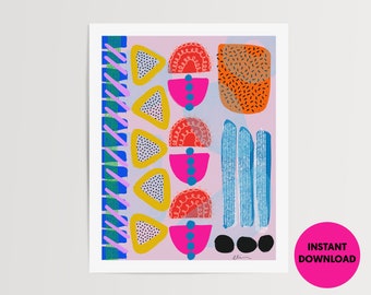 Exclamation! Abstract Art Print | Colorful Geometric Shapes (Digital Download)