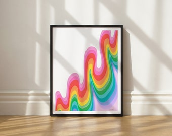 Groovy Ribbon art print by Elisa Bell (UNFRAMED) | Giclée art print on high-quality matte paper | 70s vibes artwork