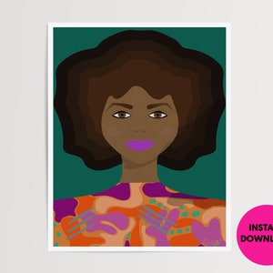 Fro Goddess art printable | Printable | Beautiful black woman | Digital download | Black lady art download