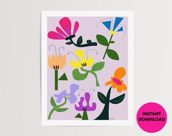 Abstract Flower 01 art printable | Printable |  Floral abstract | Digital download | Purple abstract art download